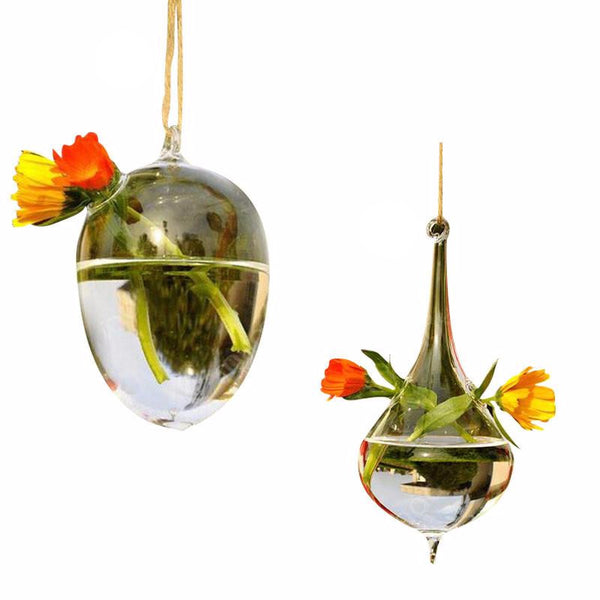Egg Shape Glass Hanging Vase