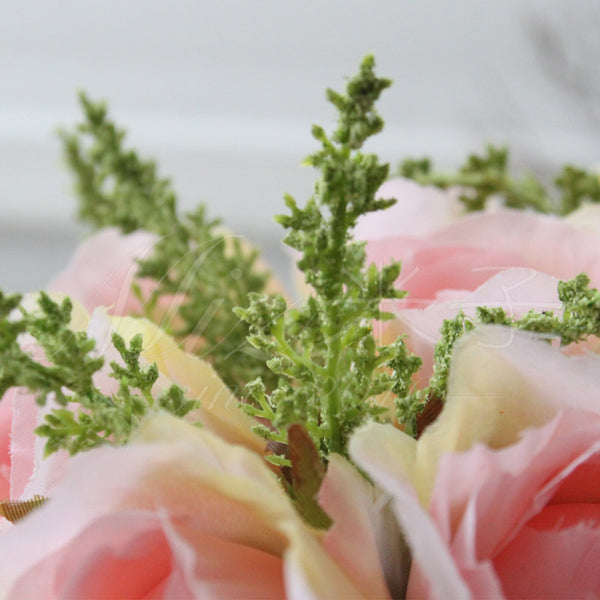 Small Head Artificial Rose Glass with Glass Vase