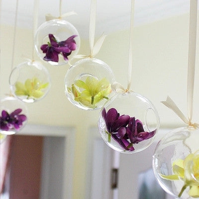 Clear Glass Globes With Flower Hanging Glass Vase