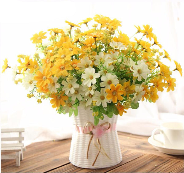 Artificial Flower Silk With Rattan Vase