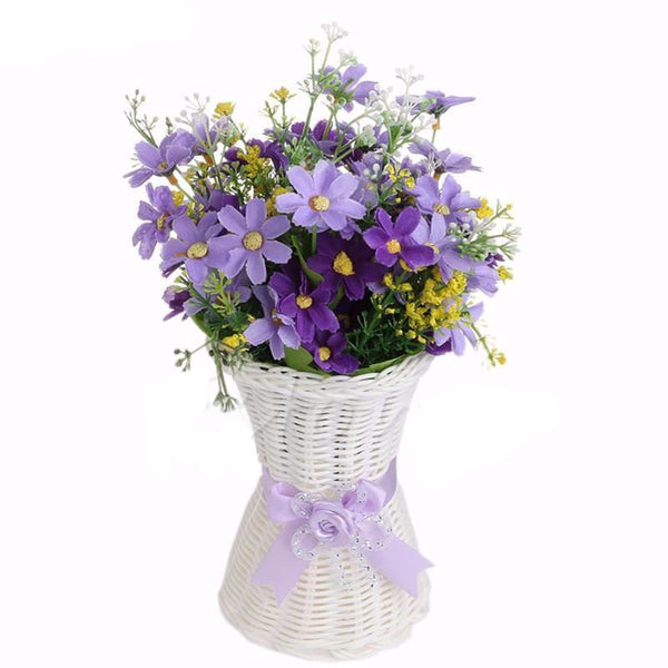 Rattan Plastic Basket Flower Vase