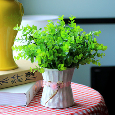 Artificial Flower Silk With Rattan Vase