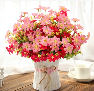 Artificial Flower Silk With Rattan Vase