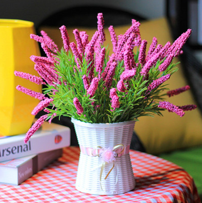 Artificial Flower Silk With Rattan Vase