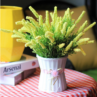 Artificial Flower Silk With Rattan Vase